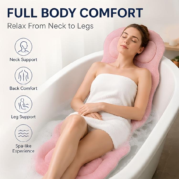 Adult Bath Cushion with Segmented Headrest Support and Cushioned Coverage for Quiet Soaking and a Bath Routine In Daily Use