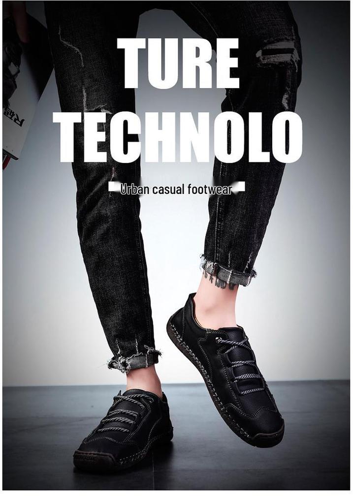 Hot Selling Men's Casual Leather Shoes - New Spring 2020, British Style, Versatile Low-Top Handmade Youth Footwear