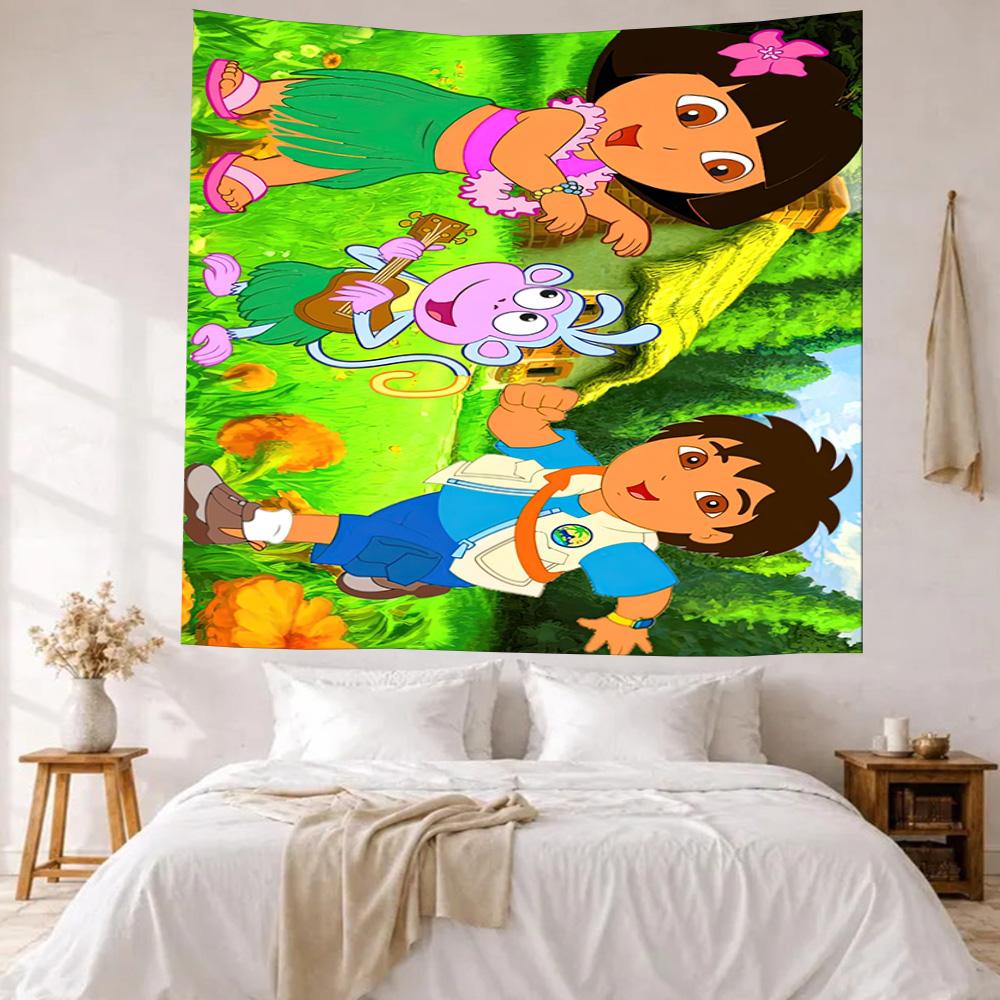 Dora Explorer Wall Decor Tapestry Art For Pet Memorial Birthdaywedding Party Backdrop Family Gift
