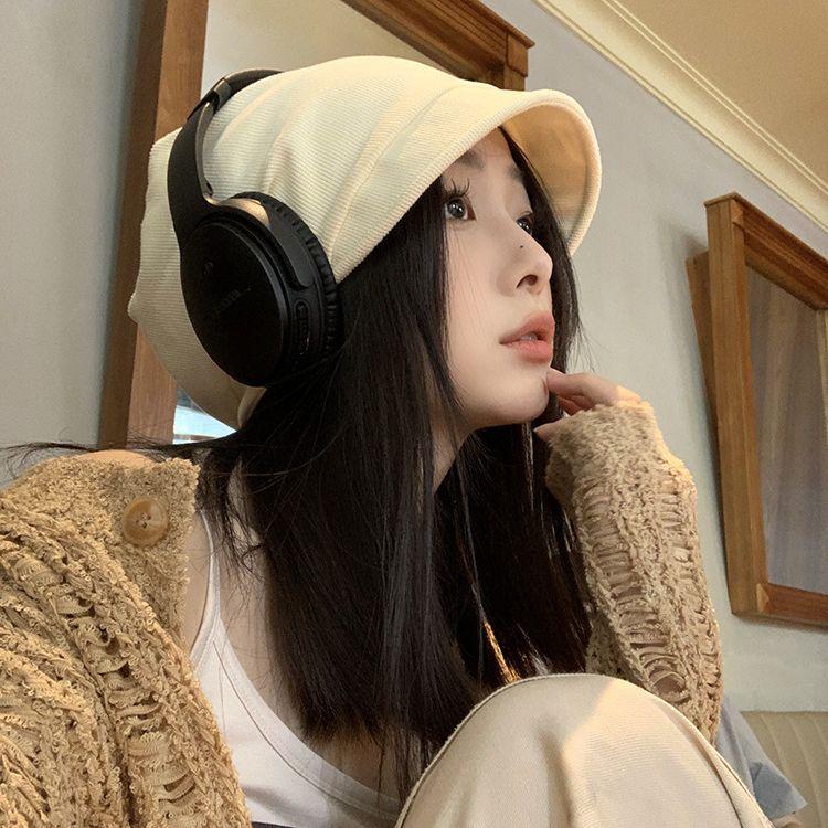 Autumn and Winter Solid Color Pile Hats for Women Without Makeup Small Fashionable Baotou Cold Hats Lazy Style Pullover Baotou Hats