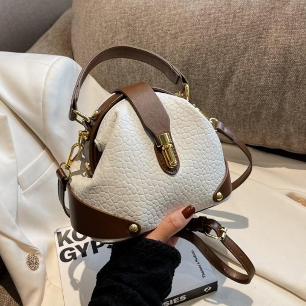 Metal Buckle Leather Messenger Bag Shell Shape Crossbody Bag Vintage Shoulder Bag  Versatile Use