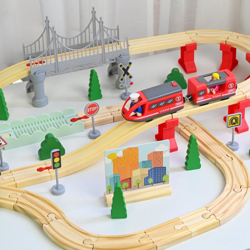 Wooden Track Train Toy for Kids - Compatible with Thomas