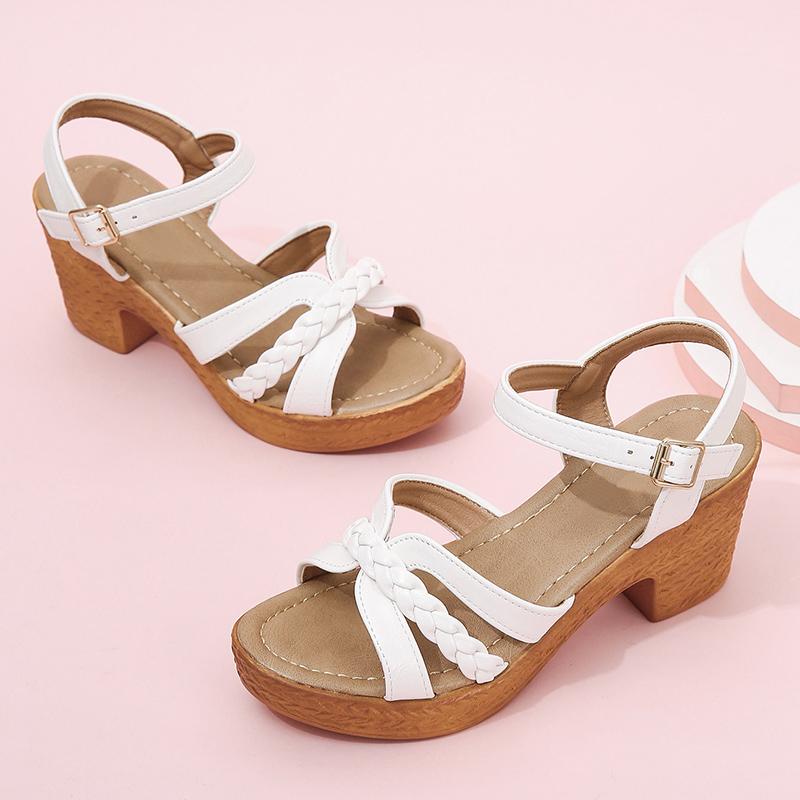 Chunky High Heeled Sandals for Women Summer Ankle Buckle Thick Heels Gladiator Shoes Woman Lightweight Platform Sandles Female