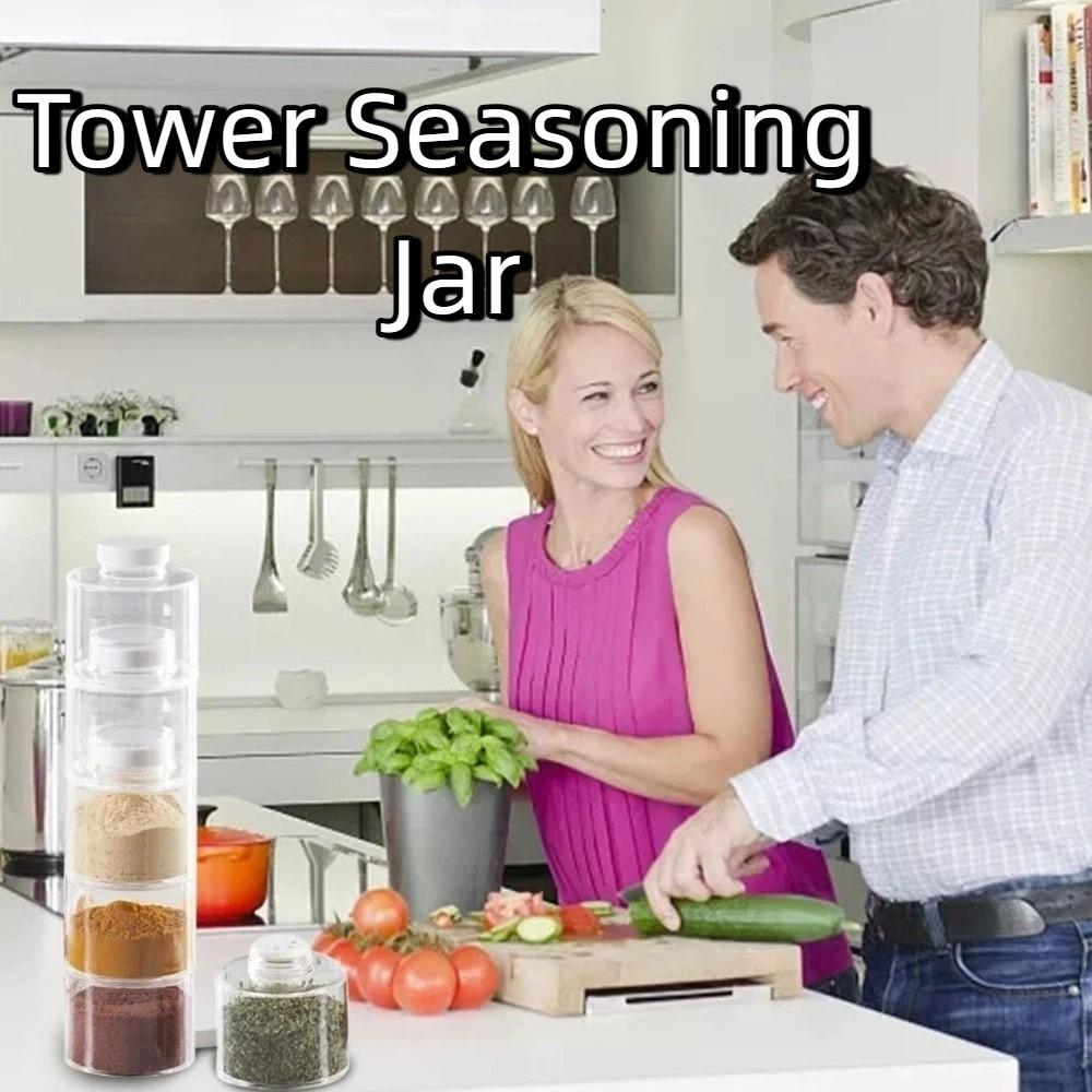 6 Stück Transparente Stapelbare Gewürzflasche Luftdicht Verschlossen Gewürzaufbewahrungsflasche Küchenzubehör