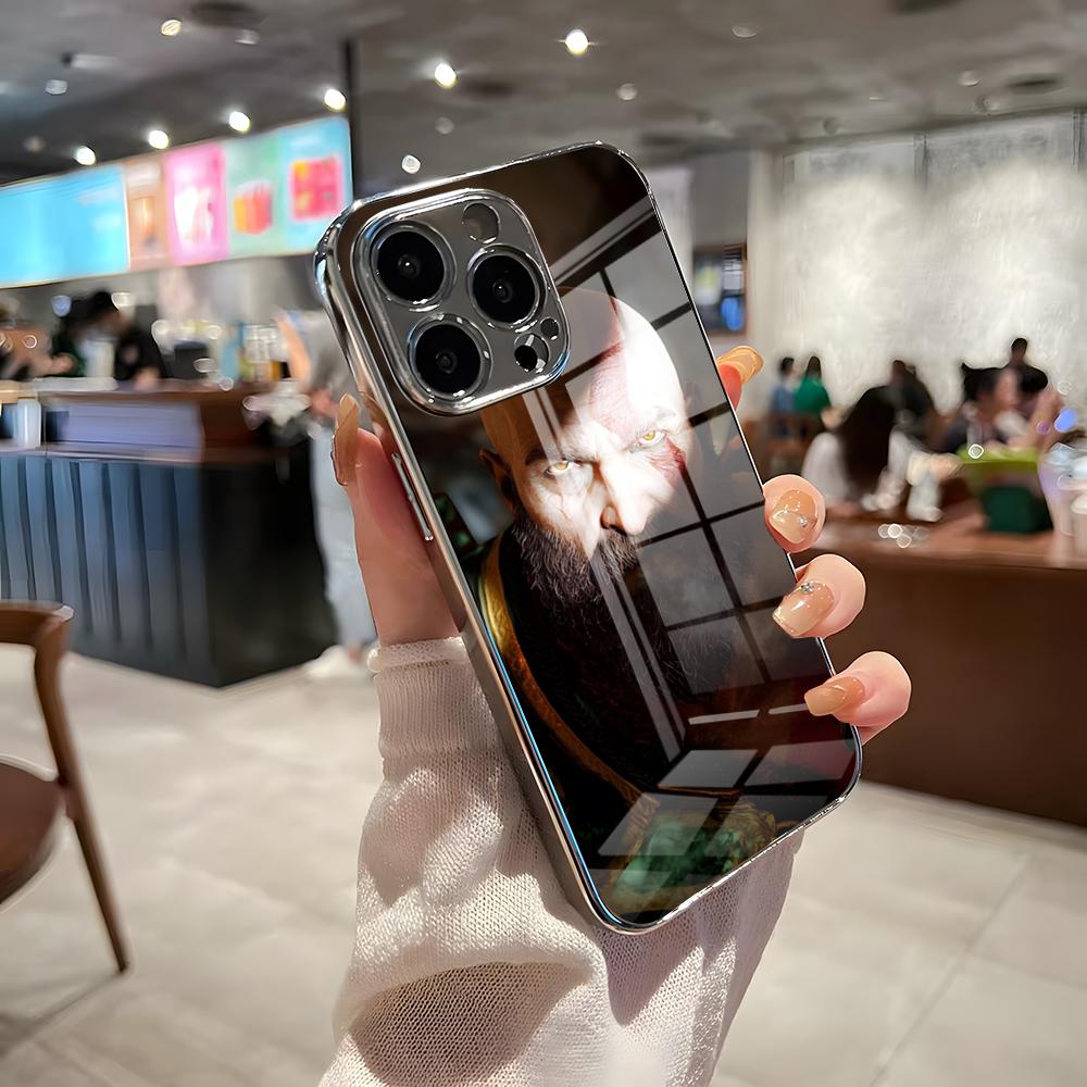 God Of Wars Phone Case For IPhone 17 Pro Max 15 Pro 16 14 Plus 12 13 Mini 11 Pro Shockproof Electroplated Glass Cover