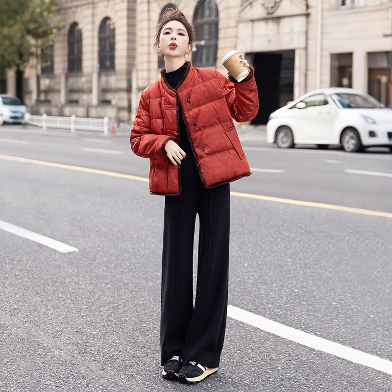 SIBOISHE Damen Neue Chinesischer Stil 90% Daunenjacke