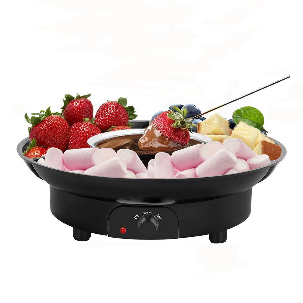 Electric Hot Chocolate & Cheese Fondue DIY Set with Qiaolezi Crispy Cheese Melting Pot