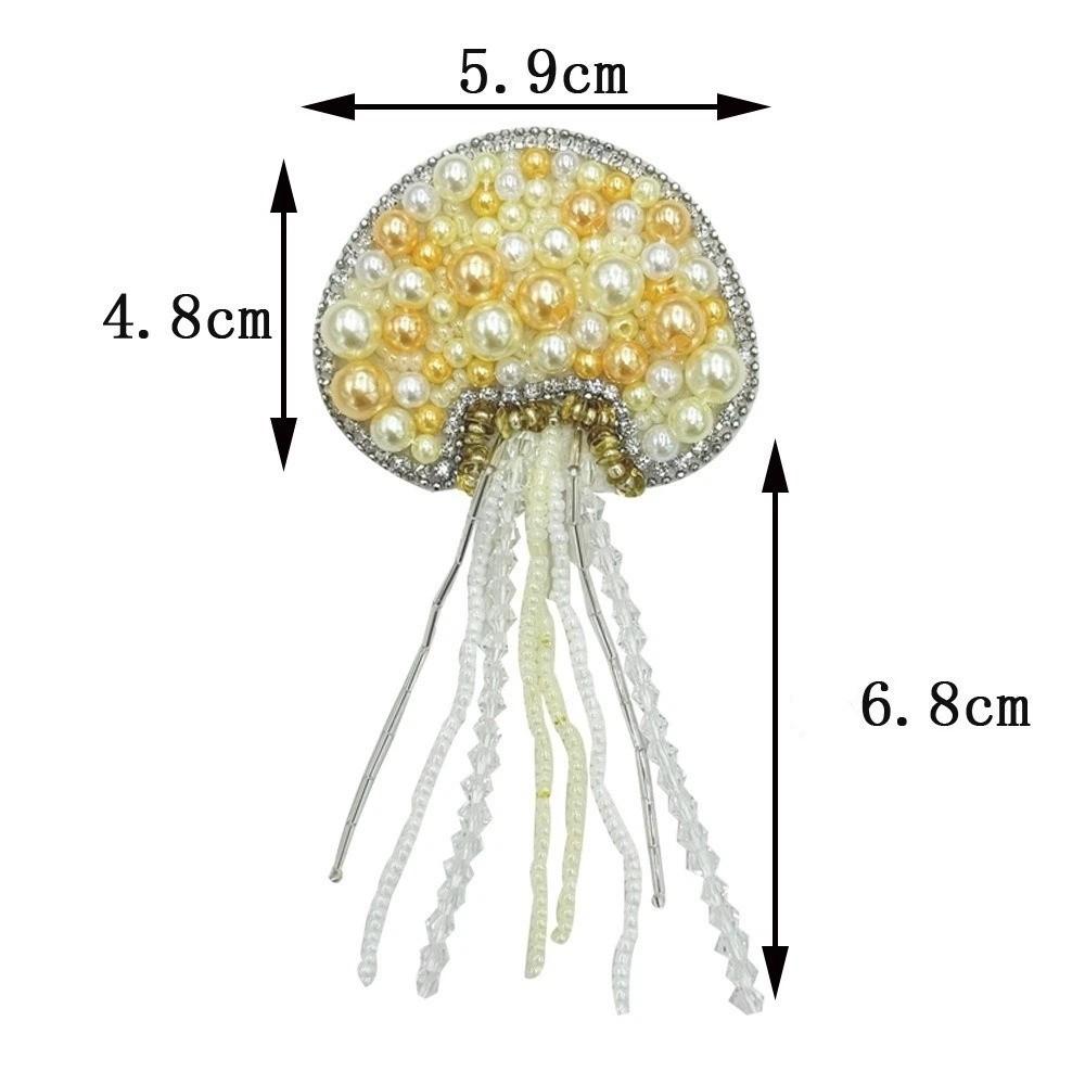 DIY Jellyfish Beads Patches Rhinestone Brooch Badge Sea Animal Appliques For Clothing Bags Shoes