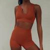 Girls' Summer  U-neck Vest Shorts Casual Sports Suit Sexy Yoga Suit Two-piece Set