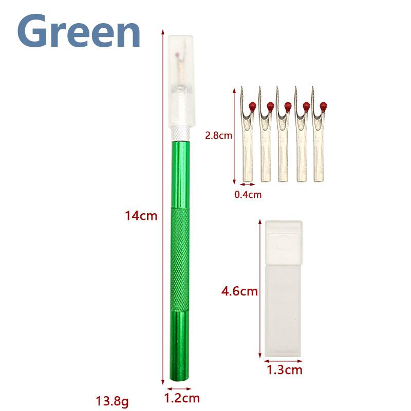 

Новый нитеобрезатель с 5 сменными головками, вспарыватель швов, распарыватель ниток, вышивальный ниточный съемник, набор швейных инструментов своими руками зелёный