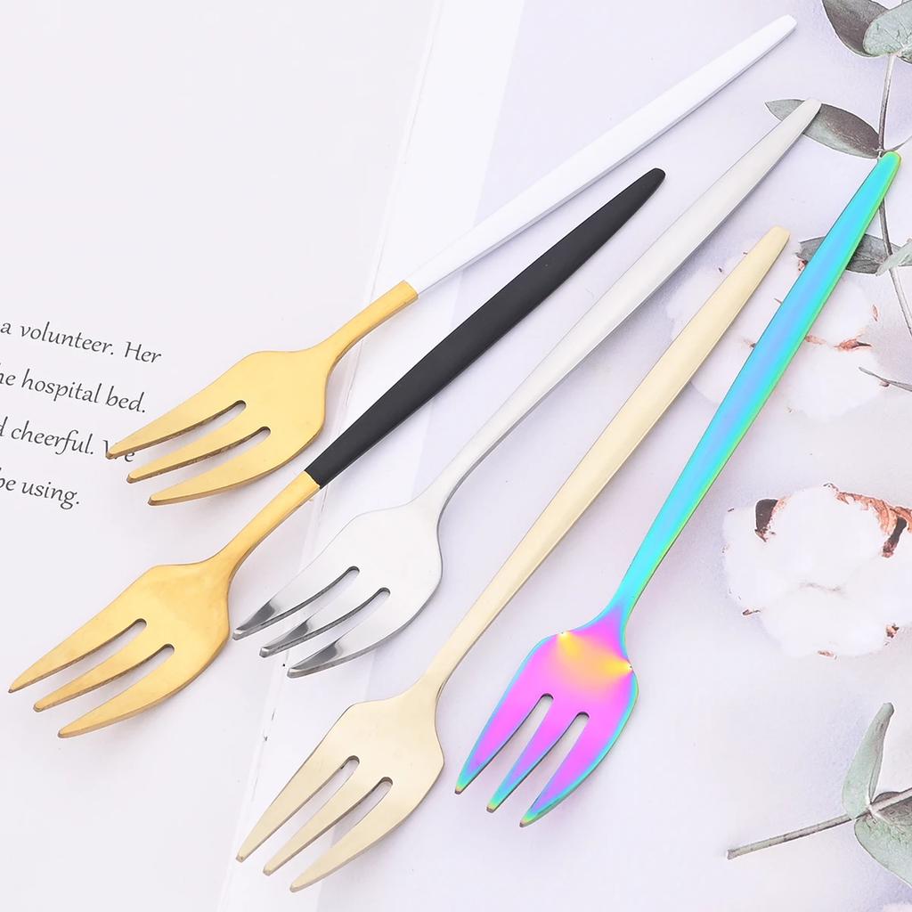 6 ks Nerezová ocel Malá vidlička Příborová sada Černá Zlatá Stolní nádobí Dortová vidlička Ovocná vidlička Dezertní vidlička Příbory Kuchyňský doplněk