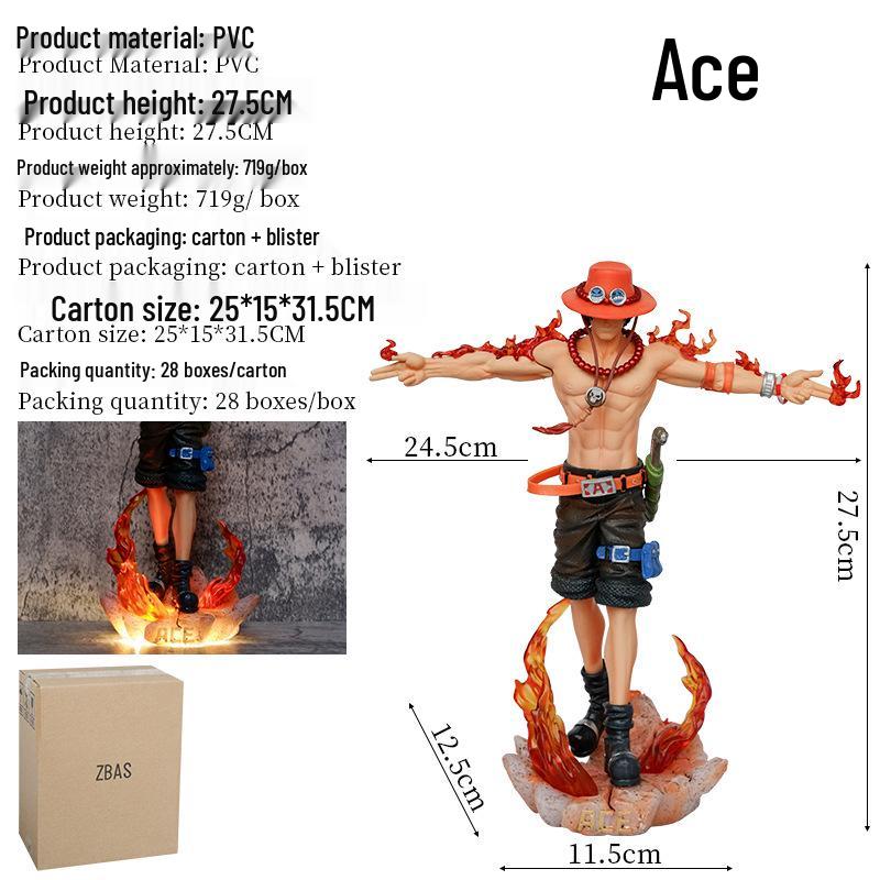 One Piece Ace Arms Crossed Action Figure Anime Model PC Ornament