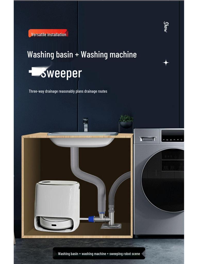 Three-Way Washing Machine Drain Connector with Anti-Odor Floor Cover