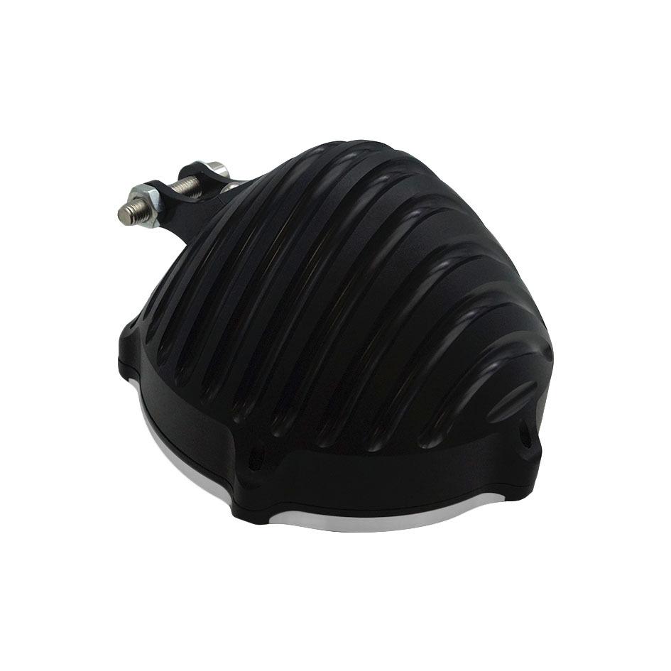 

Compatible Harley Softail 5.75 Headlight Assembly: Striped Lamp Shell & Base