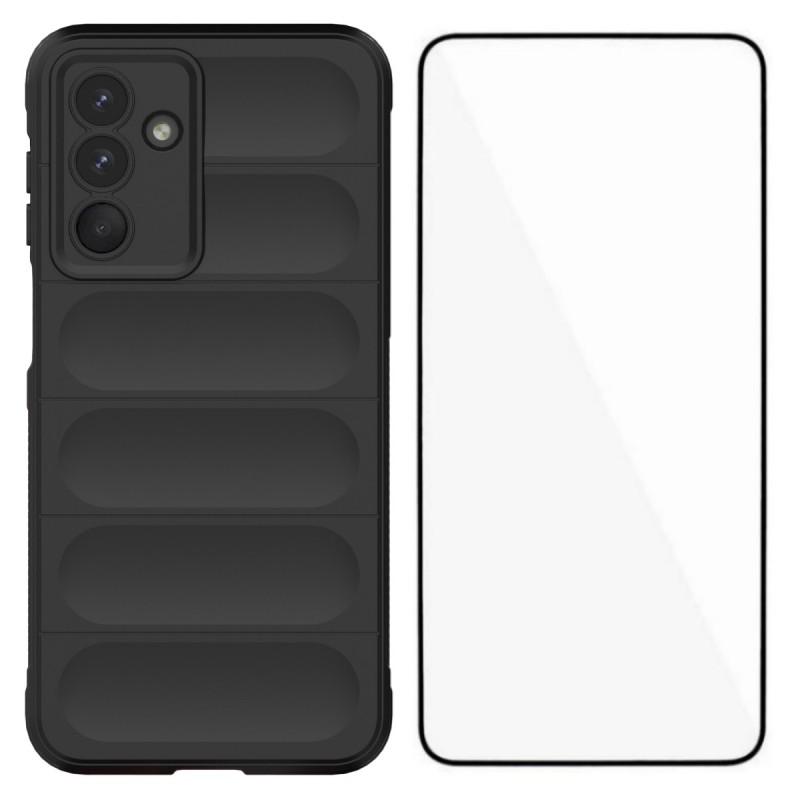 

Для Samsung Galaxy M36 5G Чехол из ТПУ WANLONFENG Серия HD Противоскользящий Чехол для Телефона с Закаленным Стеклом Black