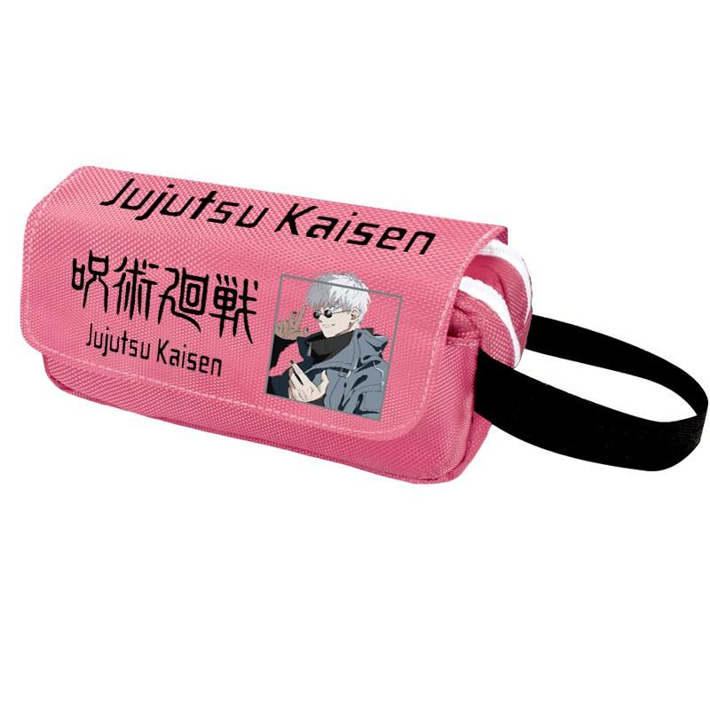 Anime Jujutsu Kaisen Pencil Case Double Zipper Large Capacity Canvas Stationery Organizer Students