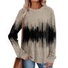 Women's Winter Color-Block Printed Lightweight Brushed-Cotton Round Neck Top