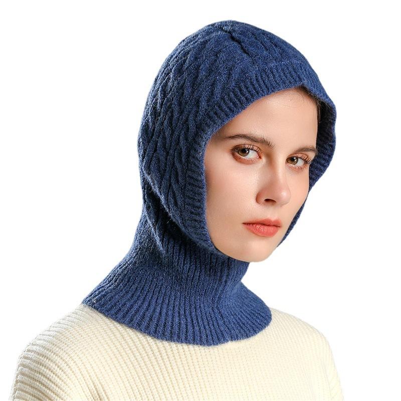 One Hat And Neck Scarf In Winter, Riding Outside, Warm Ear Protection Hat, Knitting Wool, Neck Scarf, And Solid Fried Dough Twists