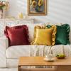 Italian Velvet Ruffled Pillow Case Ins Style Living Room Sofa Pillow Cushion Cover Festive Ornament Pillow Case
