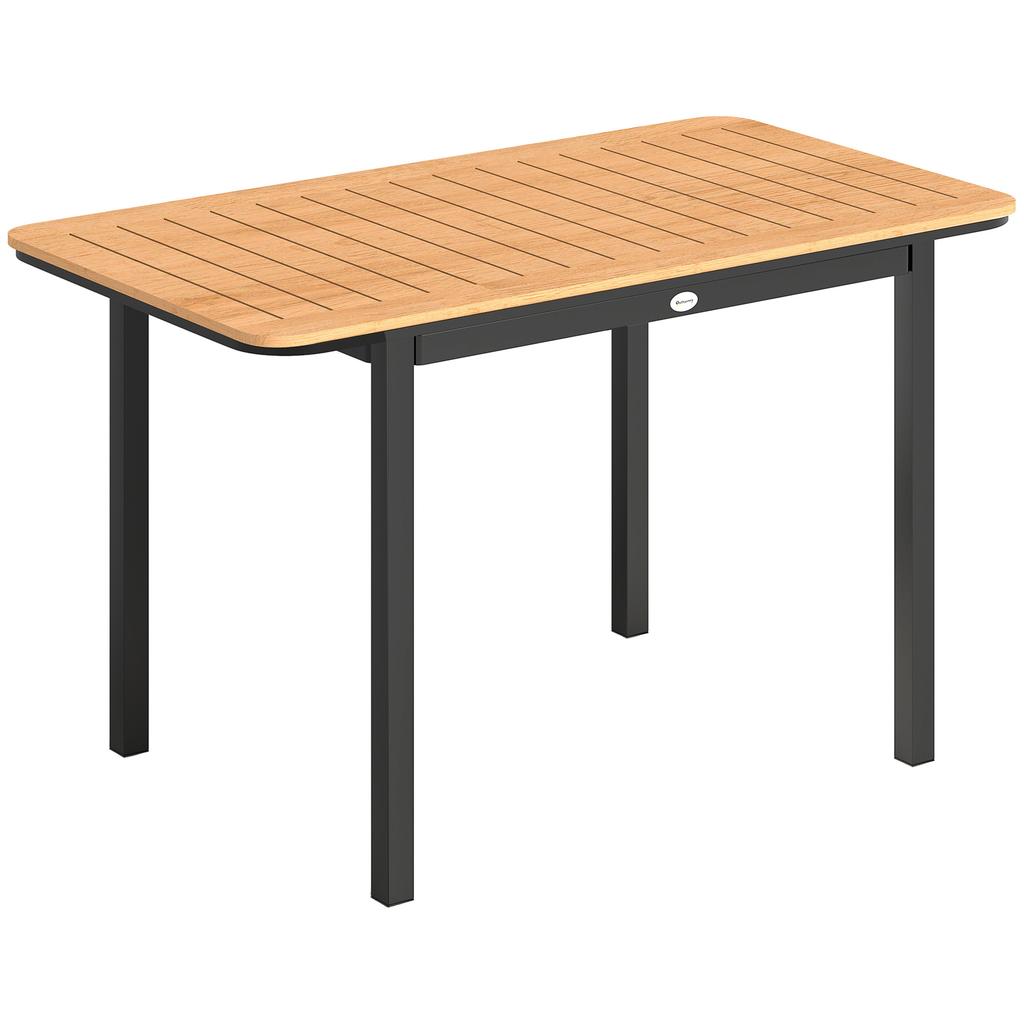 Garden Dining Table for 6, Composite Wood, Metal Frame, 127 x 70 cm, Brown