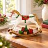 Christmas Decoration Resin Rocking Horse Figurine for Home Decor, Holiday Tabletop Ornament