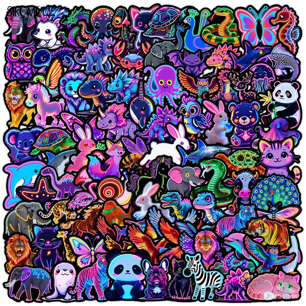 1050 100PCS Neon Style Animal Stickers Cute Kawaii Panda Cat For DIY Suitcase Laptop Luggage Graffiti Sticker Decal Kids Gift