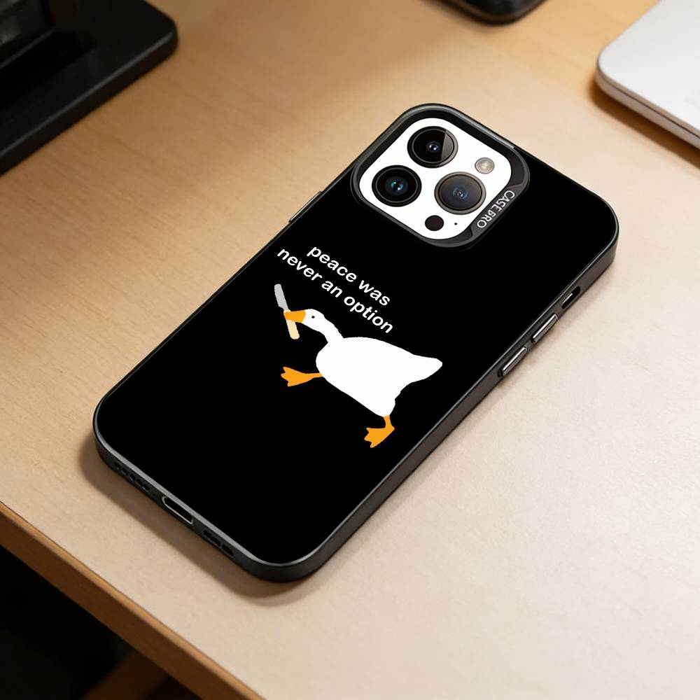 Little Cute Duck Phone Case For iPhone 17,16,15,14,13,12,11 Plus,Pro Max,XS,Colored Silver Plated Inside Cover
