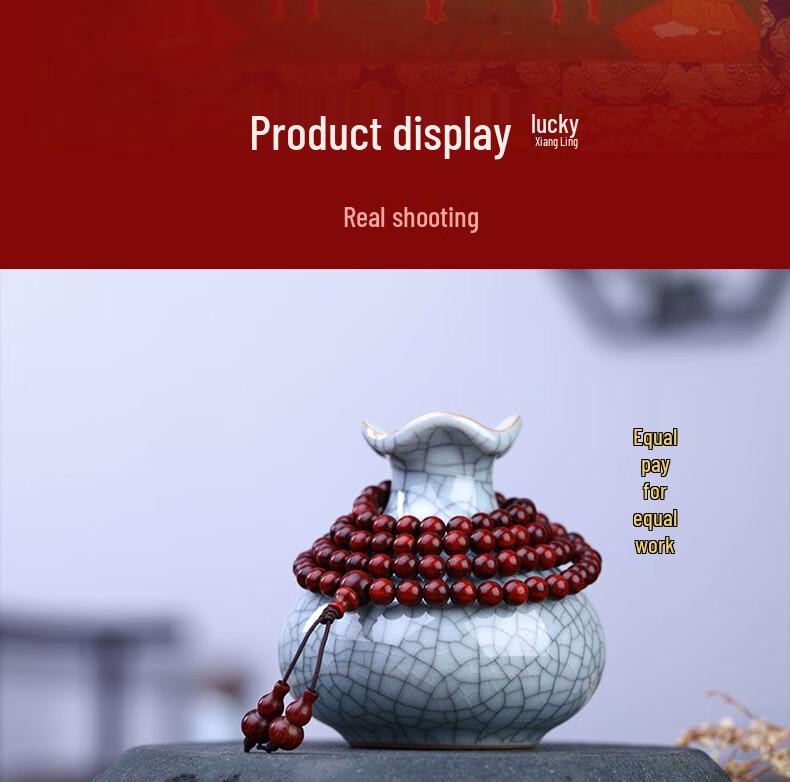 108-Bead Indian Rosewood and Sandalwood Bracelet for Men, Women, Couples - Buddhist Rosary