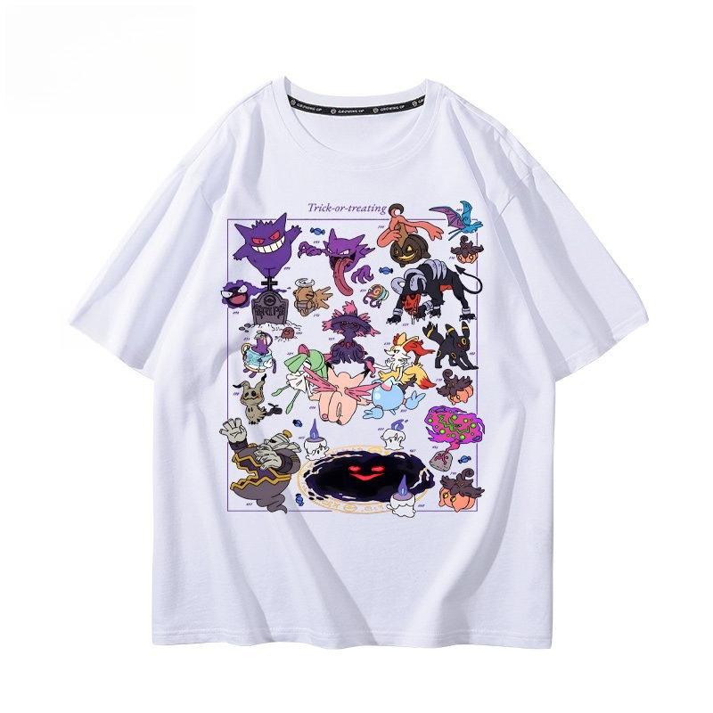 Pokémon Gengar Printing Tee 100 Cotton Tshirt Mens 2026 Summer Fashion Oversize Street Casual Y2K Tops Streetwear Clothing