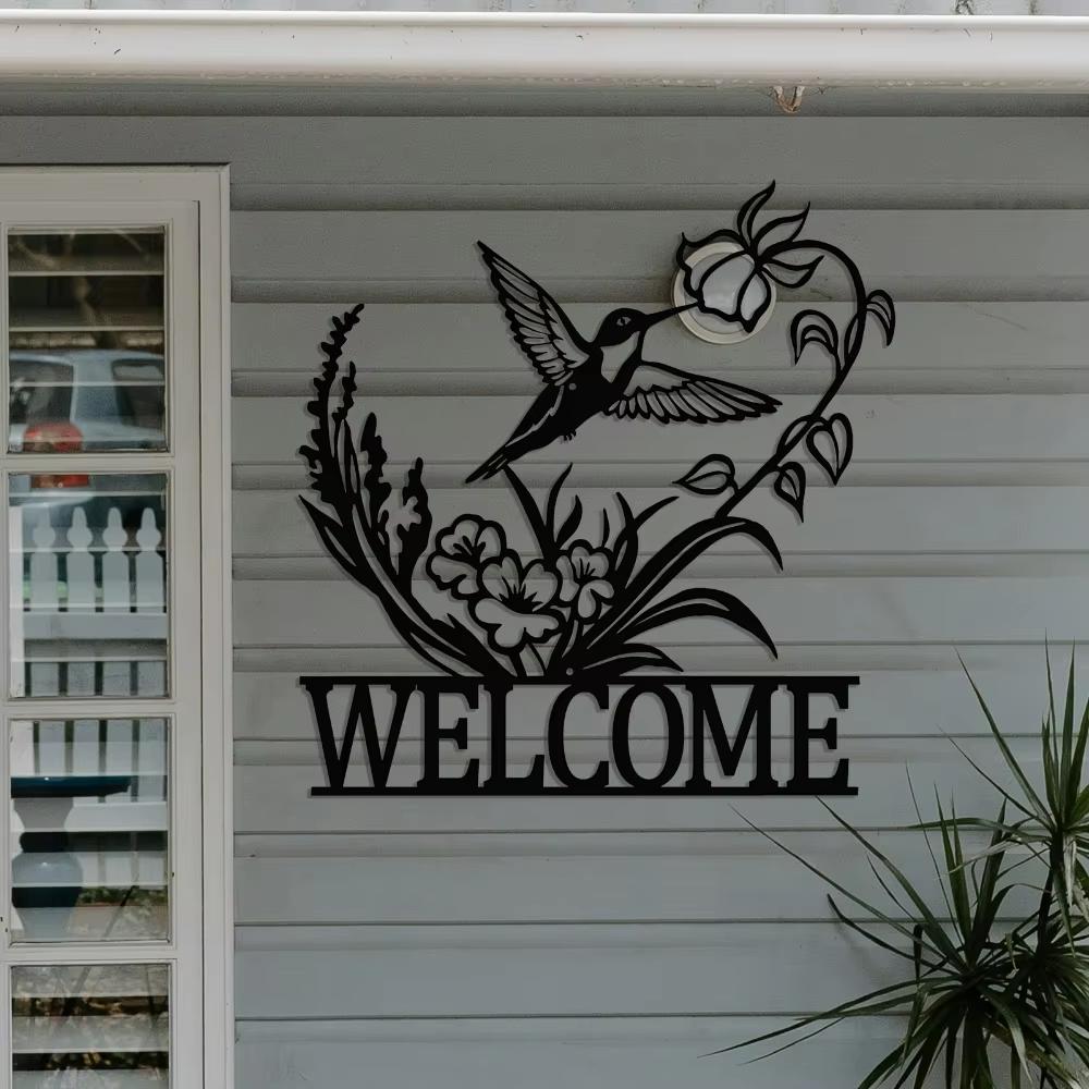 Minimalist Metal Wall Decorations: Owl, Butterfly and Hummingbird Welcome Signs - for Indoor/outdoor Use