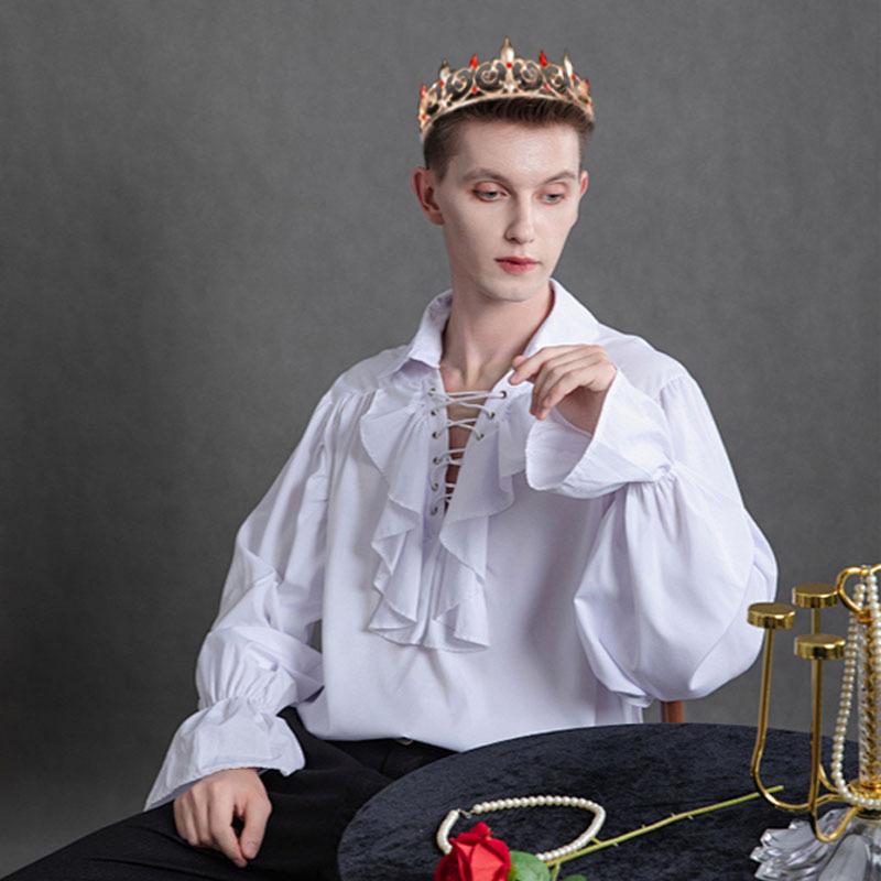 Baroque Fashion Alloy Crystal Crown Men's Full Round Crown Birthday Party Prom Men's Crown Tiara Crown