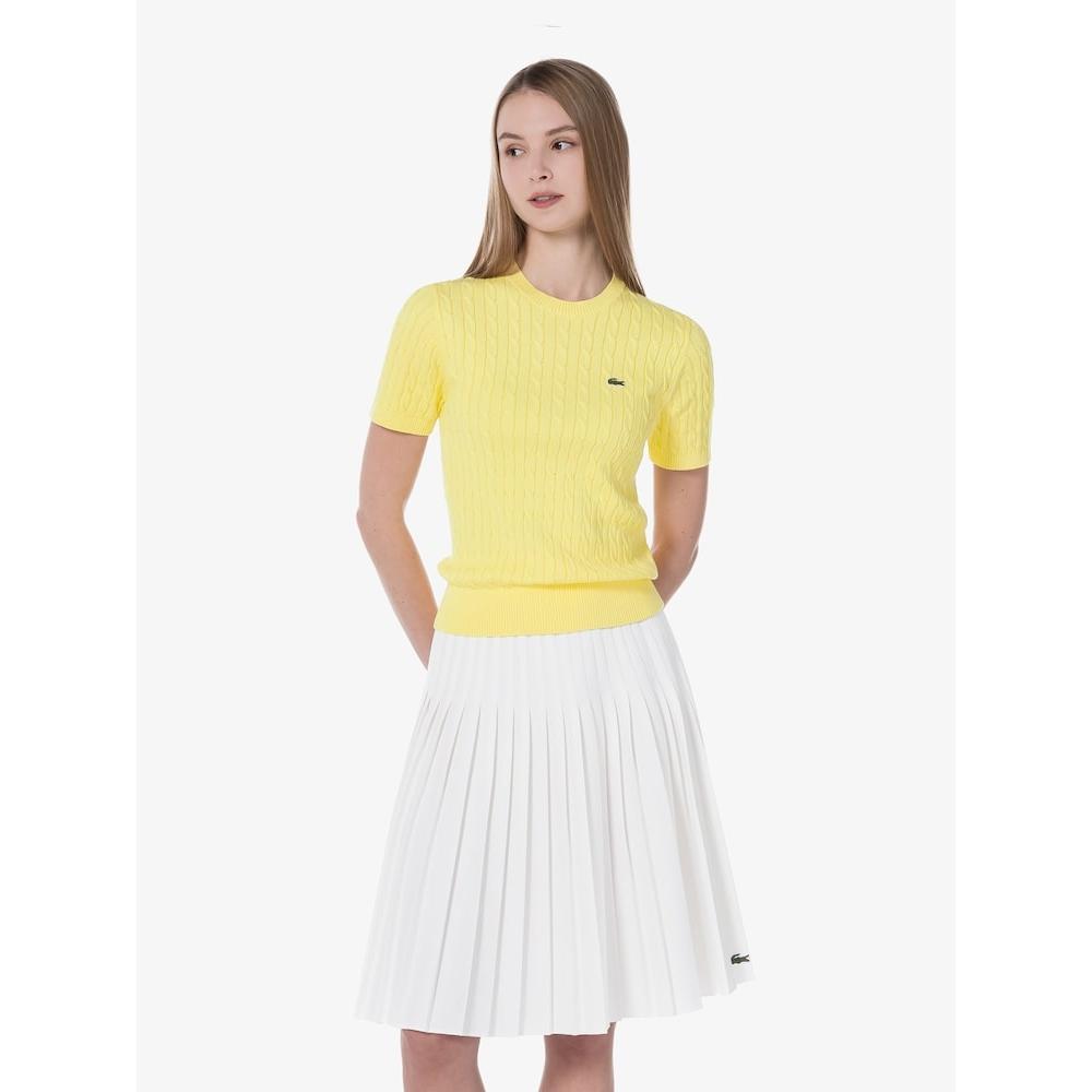 LacoSte Women S Cable Short Sleeve Crewneck Af480e 54g 107 q2nAf480e 54g107