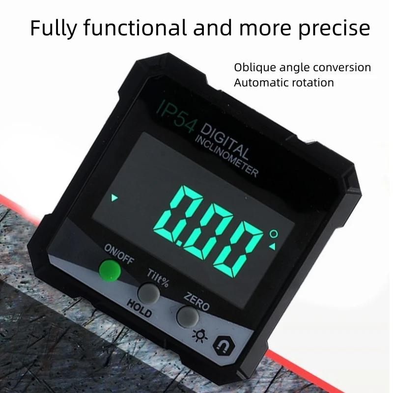 Inclinometer 4 * 90 Degree IP54 LCD Screen Four Sided Magnetic Digital Display LCD Inclinometer Angle Box Protractor