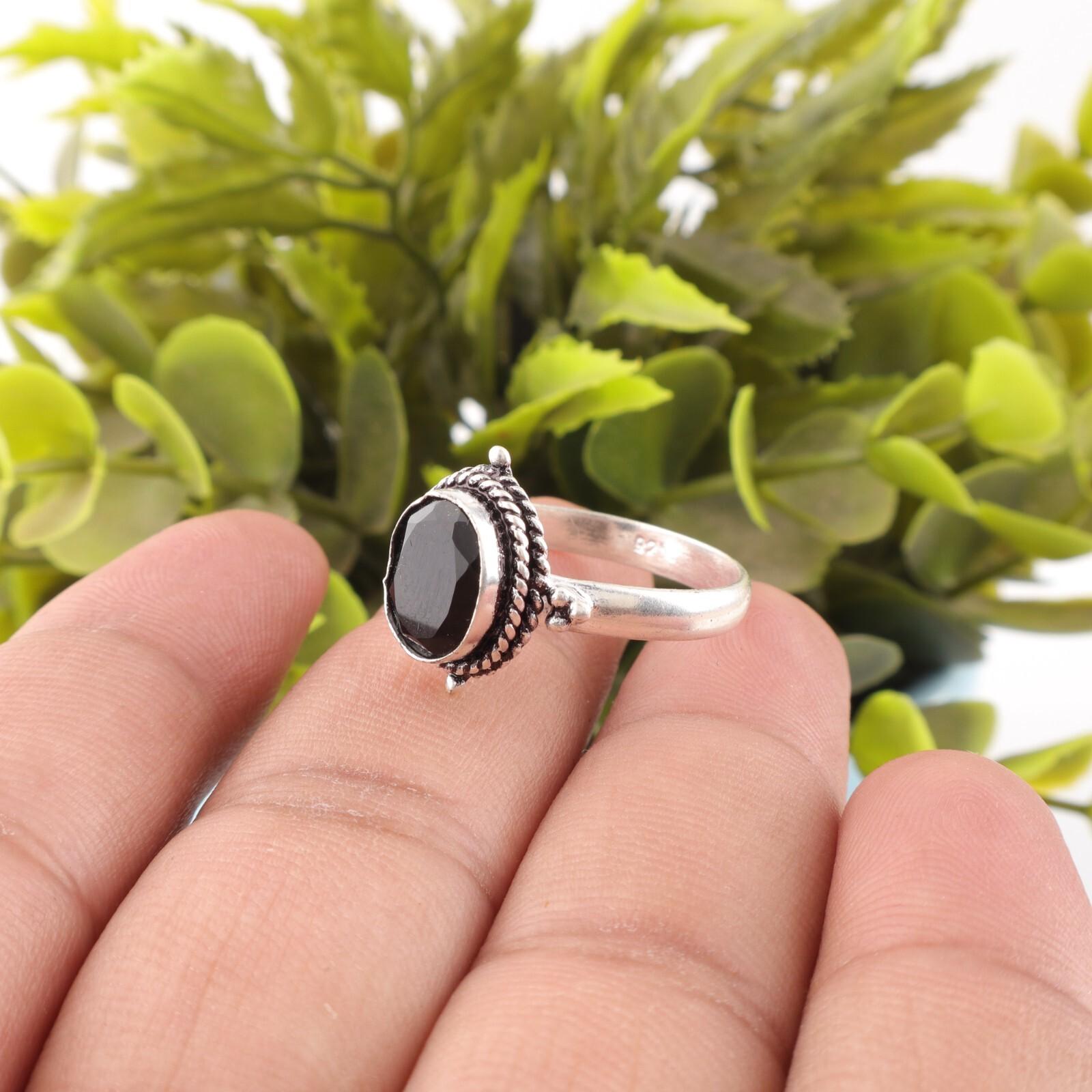 

Black Onyx Gemstone 925 Sterling Silver Jewelry Handmade July Birthstone Ring RR-9-14 13