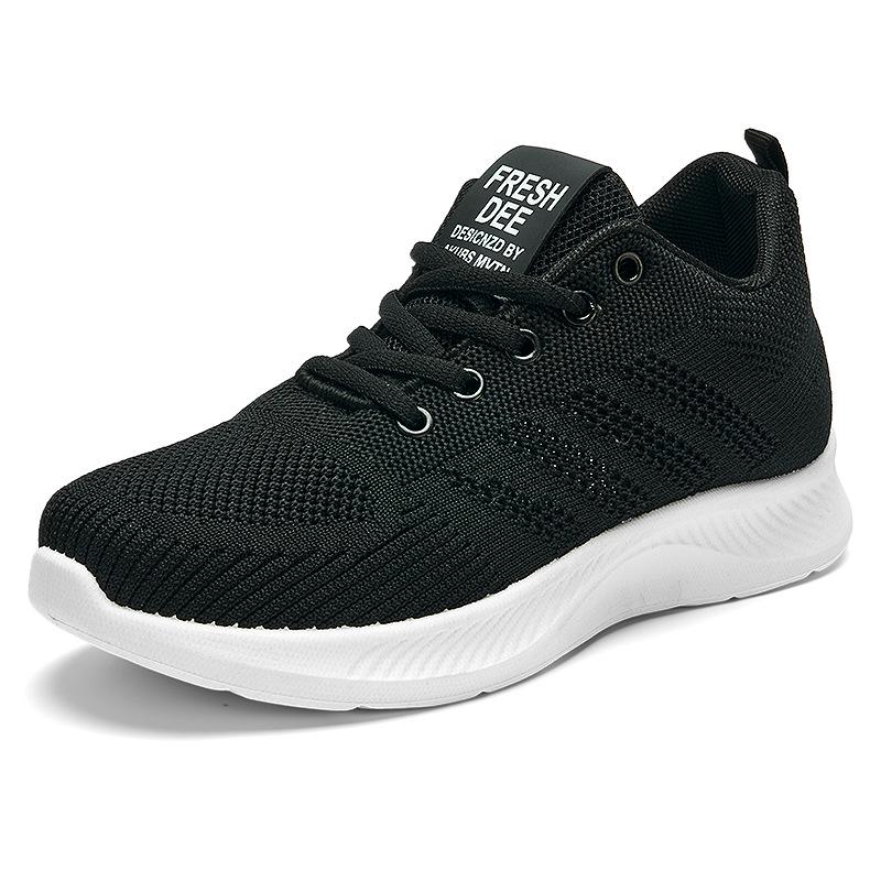 Women s Breathable Flyknit Mesh Loafers - Soft Sole Casual Sports Shoes for Autumn 37 чёрный