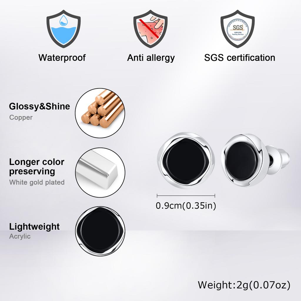 Small Huggies Earrings for Men Boys,Black Round Metal Stud Earrings,Hip Hop Jewerlry Gifts
