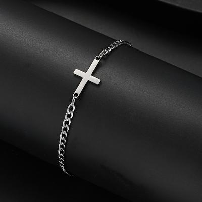 1 STKS Cubaanse herenkettingarmband met verstelbare roestvrijstalen kruisarmband