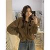 Korean Style Retro Corduroy Lapel Cardigan for Women - Spring/Autumn 2026 Trendy Design