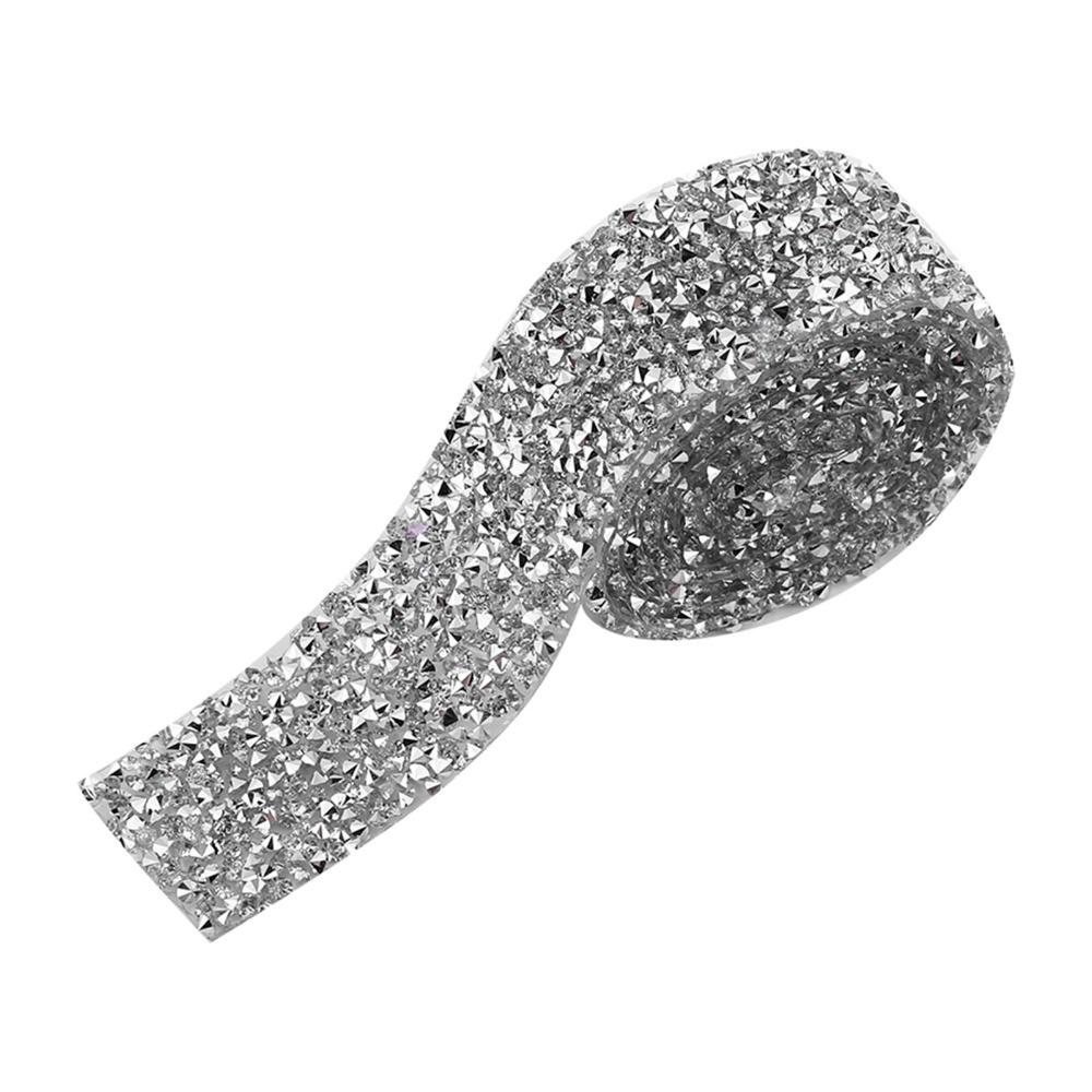 

1pcs 3 cm Width Crystal Rhinestone Ribbon 1 Yard Length Reusable Sparkling Rhinestone Banding Belt срібний