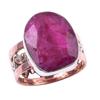 Red Ruby(Simulated) Handmade 925 Sterling Silver Jewelry Two Tone Ring S.8 F0s69
