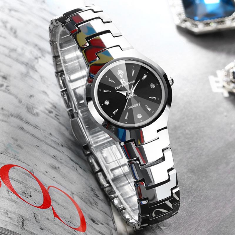 Women's Ultra-thin Square Quartz Watch with Tungsten Steel Strap - Waterproof, High-End Fashion Wristwatch for Students