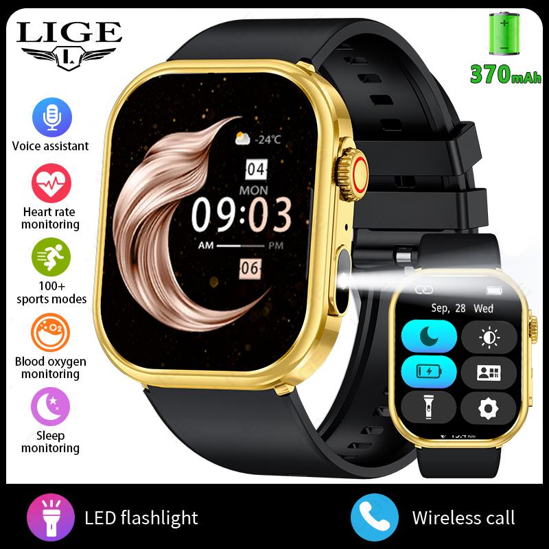 LIGE Novo Smartwatch 2.01 polegadas Chamada Bluetooth Esportes ao Ar Livre À Prova d'Água Smartwatch Masculino