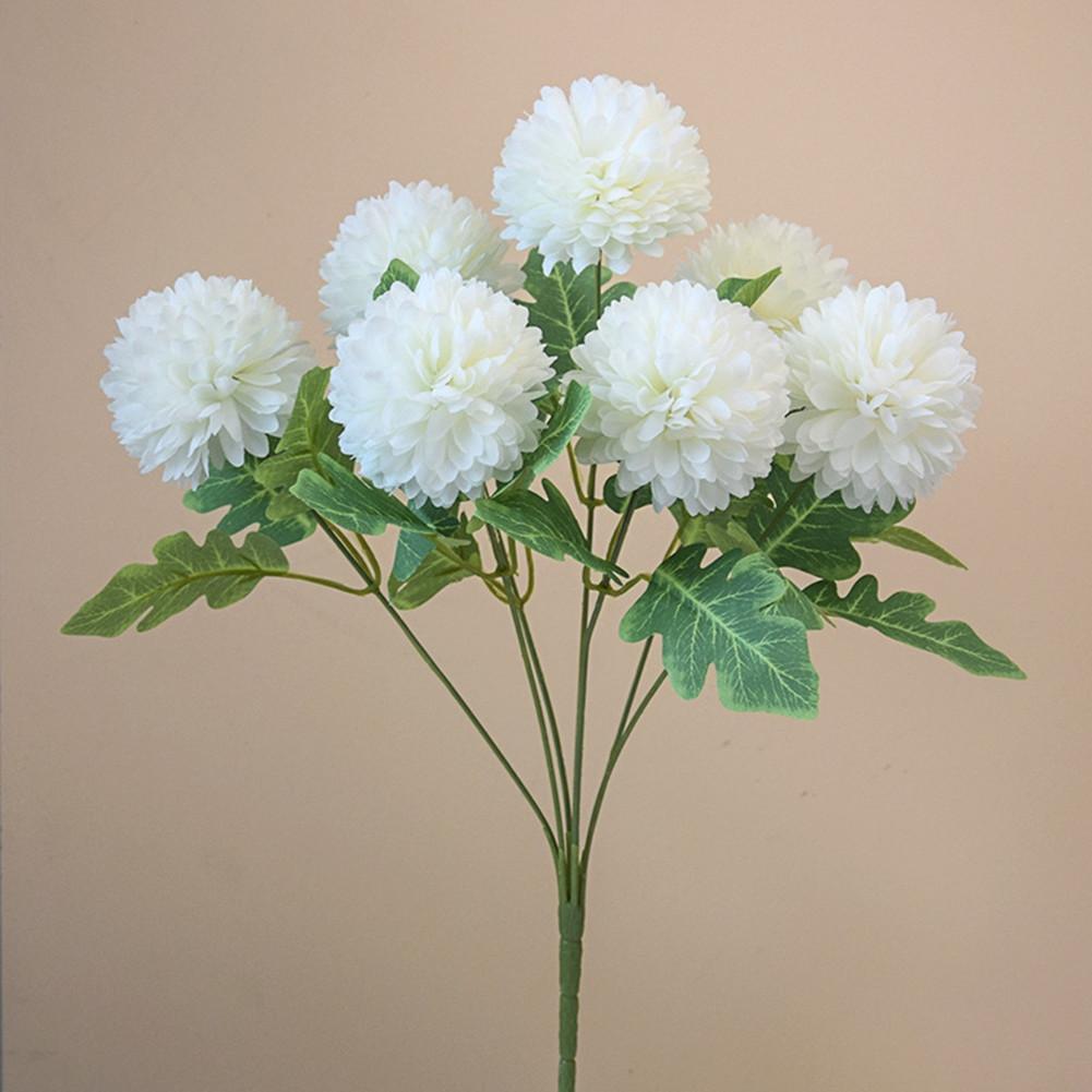 Artificial Flowers Hydrangea Bouquet, Wedding Decoration Fake Flower, 7-head Bundle Embroidered Balls Craft Home Room Vase Decor