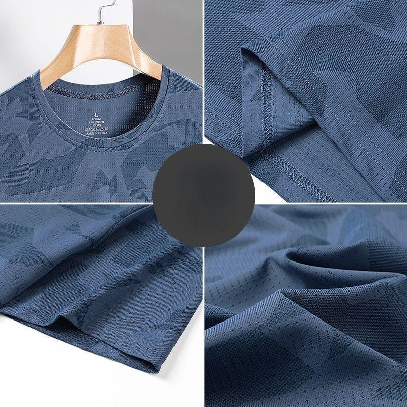 Ice Silk Men's Summer Casual Camo Round Neck Pullover Quick Drying T-shirt Summer Top Casual Quick Drying Sports T-shirts