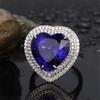 Ring Sapphire Love Heart Double-row Rhinestones