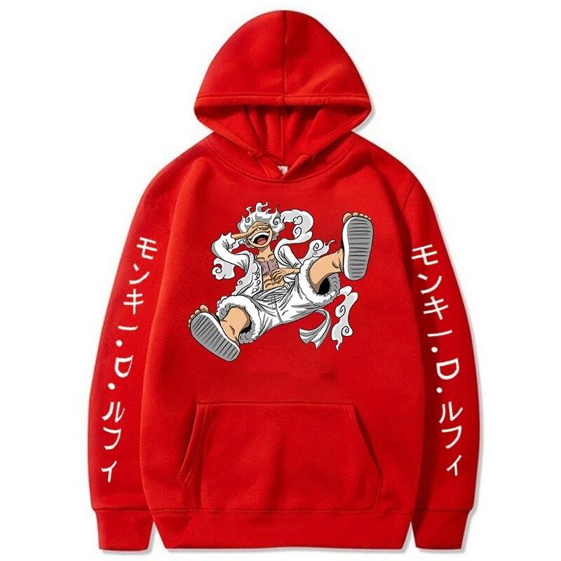 New Gear Fifth Luffy Tištěné Anime Ženy Mikiny Sun God Grafika Svetr 90. let Běžné Streetwear Unisex Podzimní a Zimní Oblečení