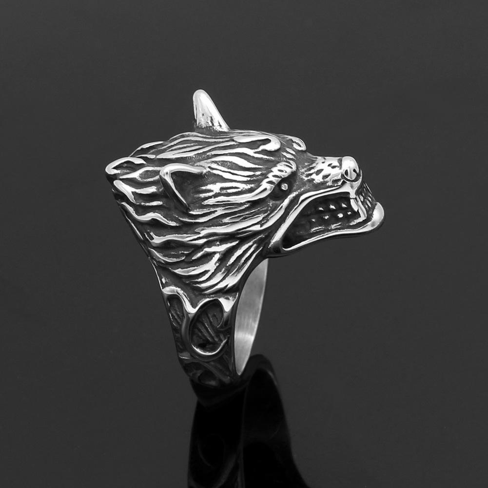 Nordic Viking Odin Celtic Wolf Stainless Steel Ring Titanium Steel Ring Men's Jewelry