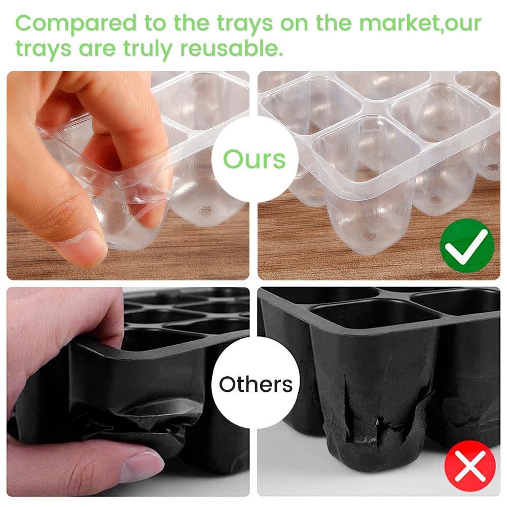 6 Stück Anzuchtschalen 12 Löcher Kunststoff Pflanzensamen Anzuchtbox Gemüse Blume Pflanzentöpfe Anzuchtbox für Garten Außen