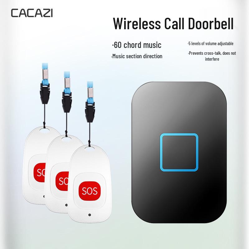 Portable Wireless Emergency Call Button & Doorbell for Elderly Care - Waterproof, Three-in-One Solution
