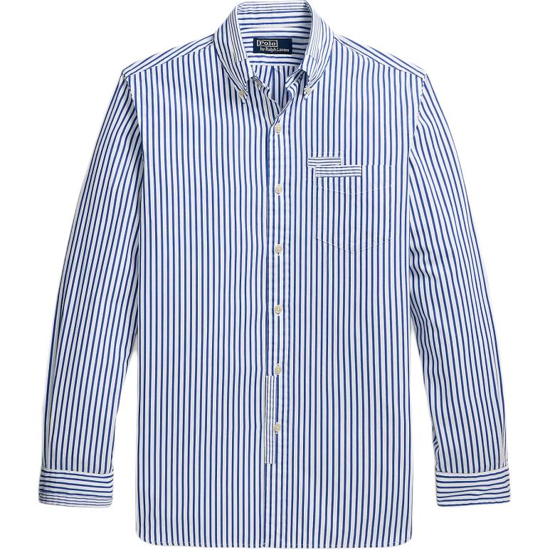 

Polo Ralph Lauren Хлопковая рубашка с длинным рукавом из винтажного твила Мужские рубашки Синий MNPOWOV16824247-400
